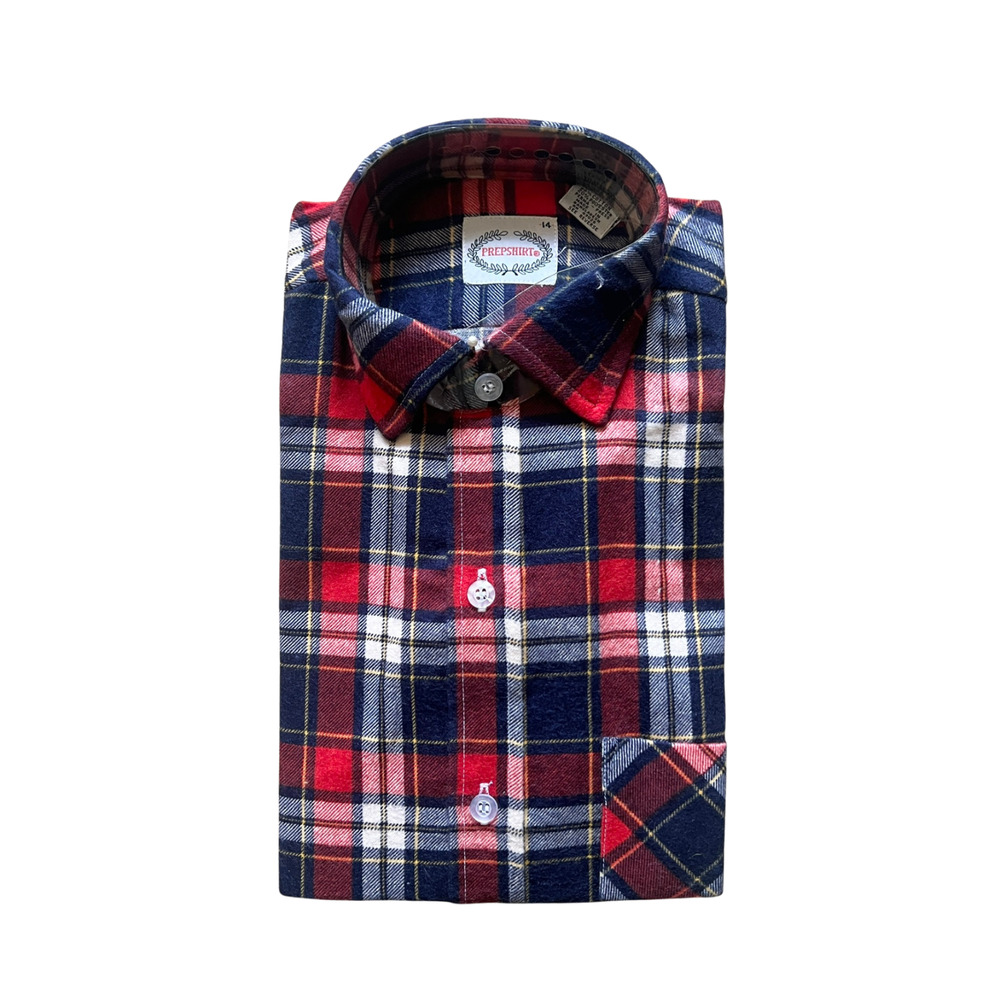 Vintage 70s Towncraft Prep Shirt Boys 14 Plaid Flannel Deadstock Autumn Classic